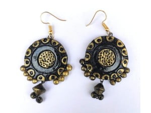 Golden Black Contemporary Earrings