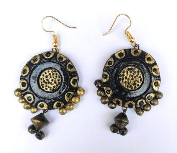 Golden Black Contemporary Earrings