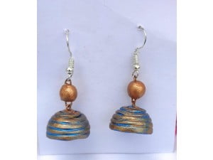 Aquatic Golden Terracotta Jhumka