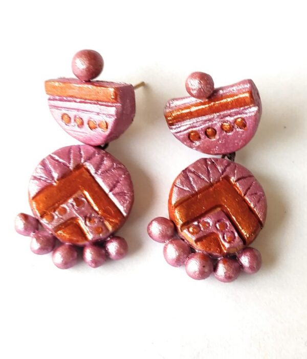 Peach Pink Small Sized Terracotta Earring | Peach Pink Small Sized Terracotta Earring |