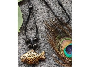 Fish Design Golden Coated Terracotta Pendant