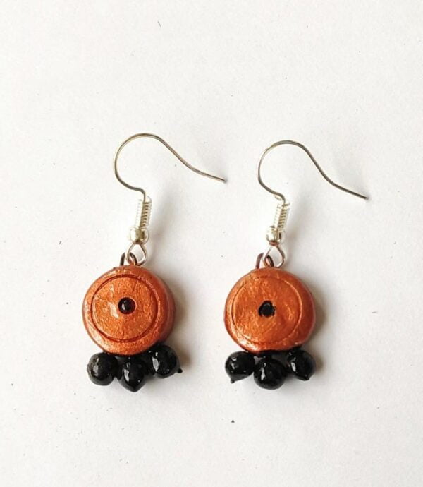 Black and Orange Terracotta Earrings