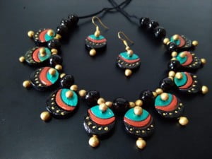 Peacock Eye Terracotta Necklace Set