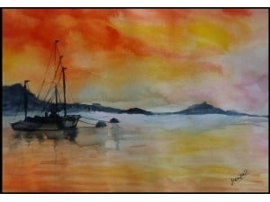 Warm Evening Seascape Painting