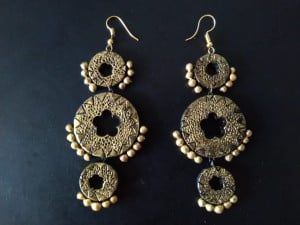 Black Meets Golden Terracotta Big Earrings