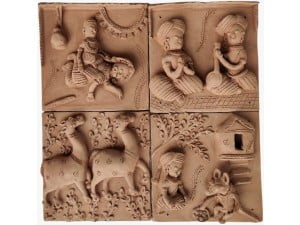 Village Leela Terracotta Plaques (Set of 4)