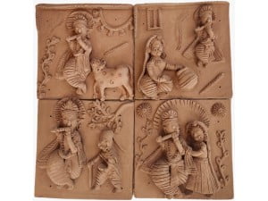 Radha Krishna Leela Terracotta Plaques