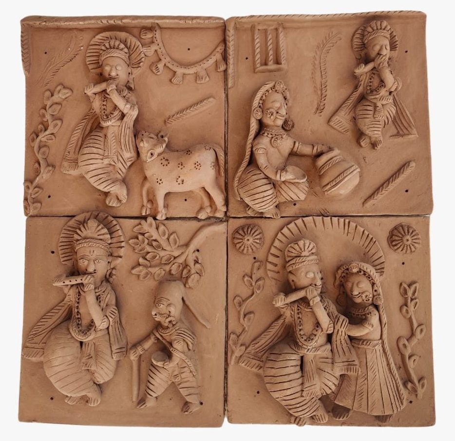 Radha Krishna Leela Terracotta Plaques