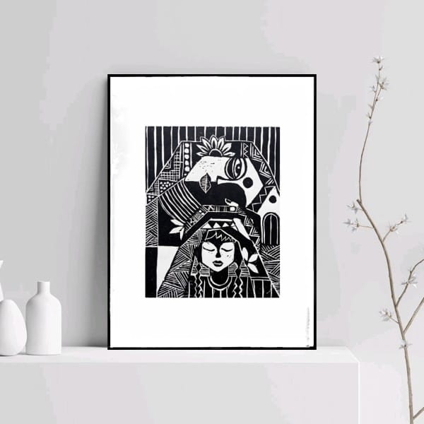 Motherhood Woodcut Print | Motherhood Woodcut Print |