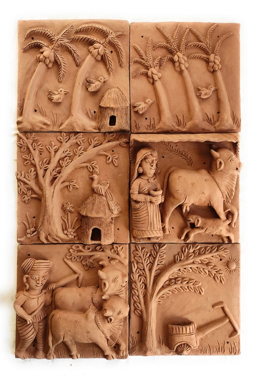 Villagers Chores Terracotta Plaques (Set Of 6)