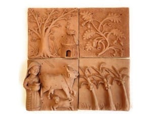 Beauty Of Village Terracotta Plaques (Set Of 4)