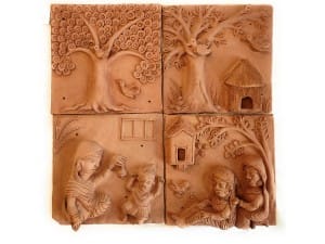 Clay Terracotta Plaques (Set Of 4)