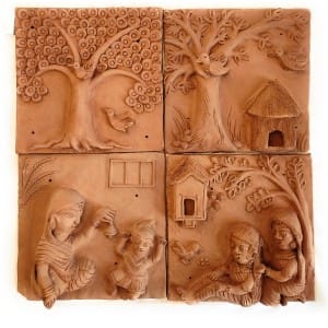 Clay Terracotta Plaques (Set Of 4)