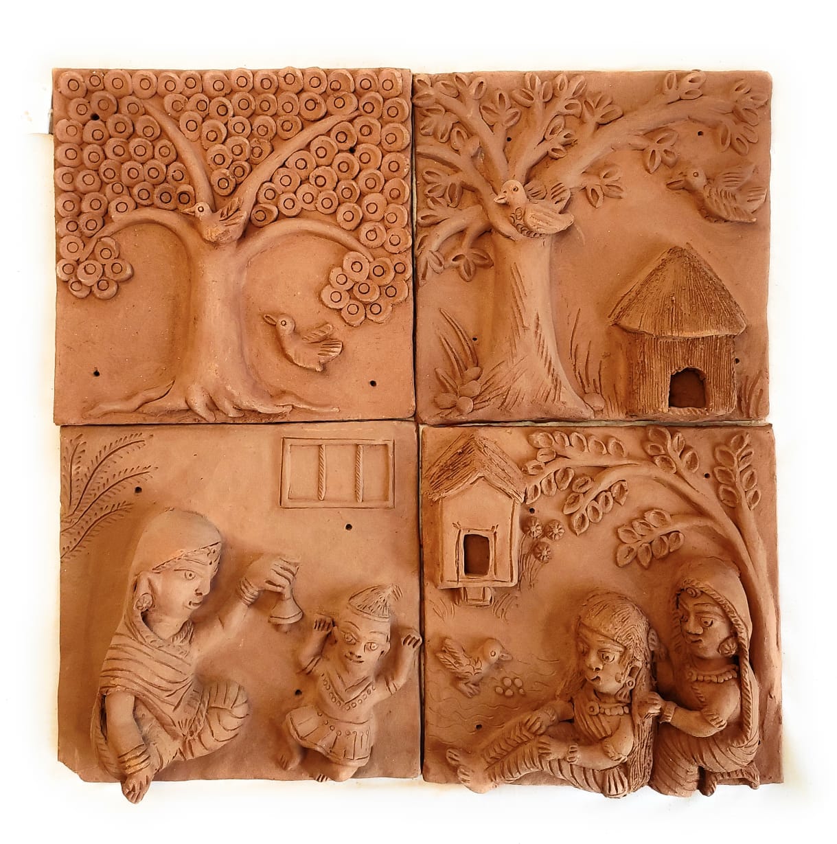 Clay Terracotta Plaques (Set Of 4)