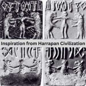terracotta harappa seals indus valley molela art authentic historical replicas bare hand tiger wrestling Terracotta Harappa Bare Handed Tiger Wrestling Seal