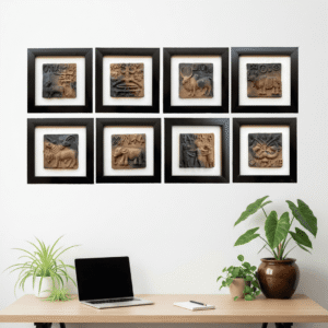 A Tribute to the Harappa Civilization - 12 Harappan Seal Tiles 18 harappa seals terracotta indus valley molela art authentic historical replicas bare hand tiger wrestling, Molela Terracotta, Harappan Seal Tiles β A Tribute to the Harappa Indus Valley Civilization