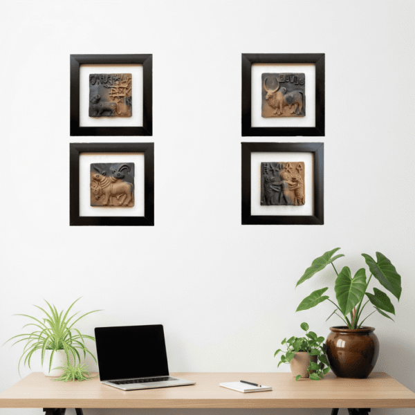 harappa seals terracotta indus valley molela art authentic historical replicas bare hand tiger wrestling, Molela Terracotta, Harappan Seal Tiles – A Tribute to the Harappa Indus Valley Civilization