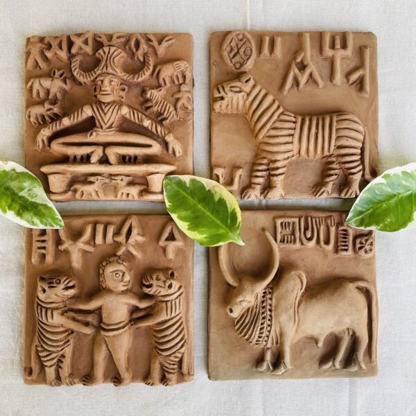 harappa seals terracotta indus valley molela art authentic historical replicas bare hand tiger wrestling, Molela Terracotta, Harappan Seal Tiles – A Tribute to the Harappa Indus Valley Civilization