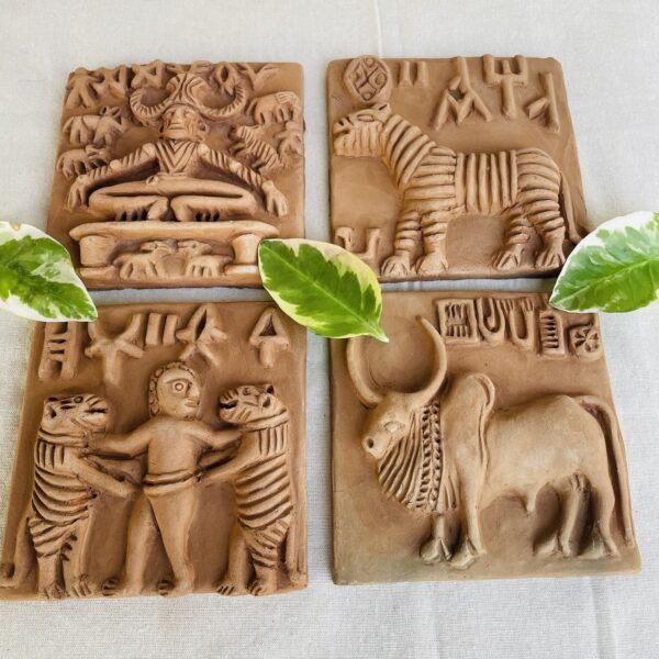 harappa seals terracotta indus valley molela art authentic historical replicas bare hand tiger wrestling, Molela Terracotta, Harappan Seal Tiles – A Tribute to the Harappa Indus Valley Civilization