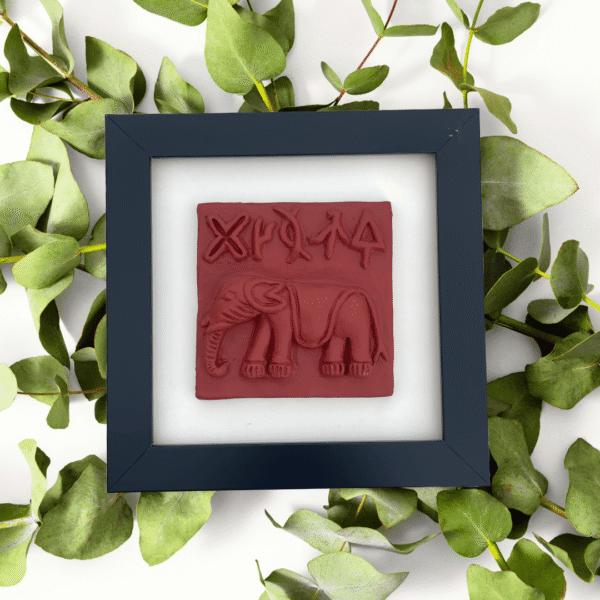 Terracotta colored Harappan Elephant Seal | Indus Valley Harappan Wildlife seal