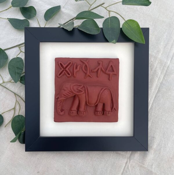 Terracotta colored Harappan Elephant Seal | Indus Valley Harappan Wildlife seal